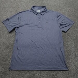 Callaway Polo Shirt Mens Large Blue Chevron Diamond Print Stretch Casual Golf